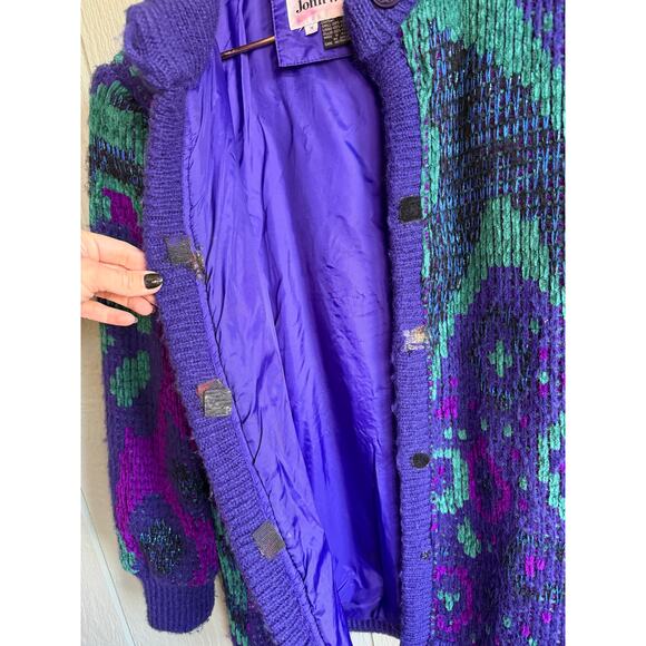 Vintage John Weitz Chunky Sparkle Funky Cardigan Sweater, Medium - Picture 5 of 8